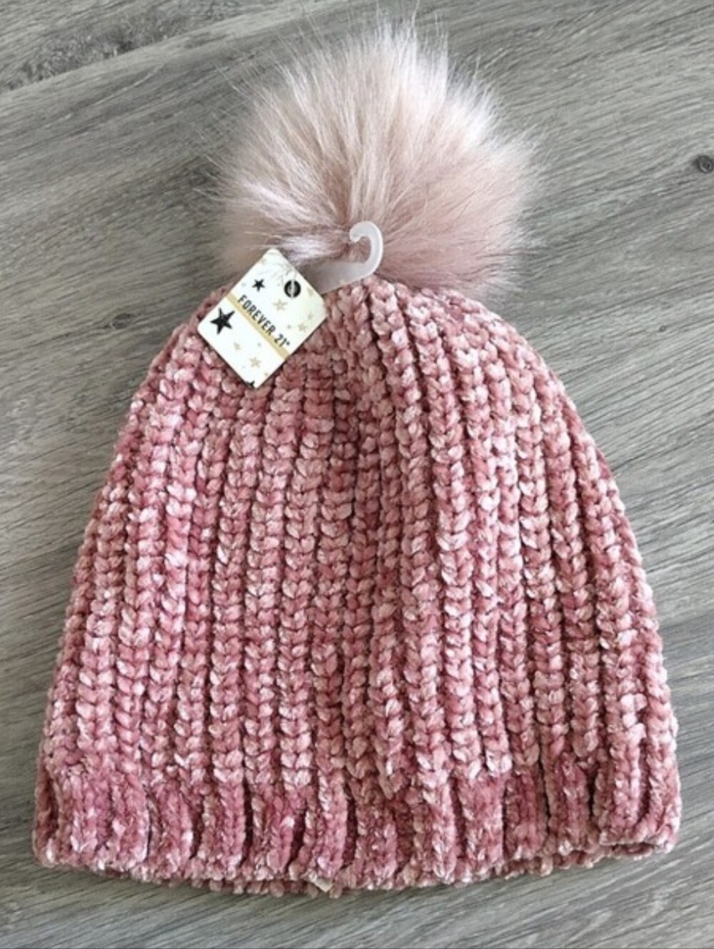 Forever 21 Blush Pink Chenille Pom Hat